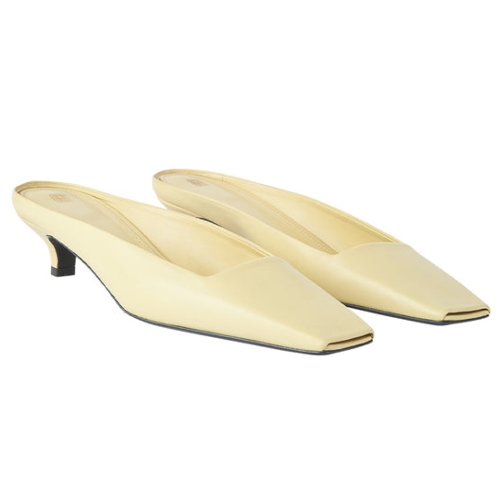 Toteme The Mule in Yellow Leather Square Toe Low Heel Size EU 40 - Picture 1 of 12